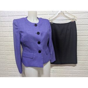 Le Suit Women's Purple & Black Solid Jacket & Skirt Suit Set Size 8P